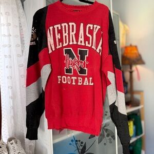 Epic thrashed vintage Nebraska football crewneck sweater
